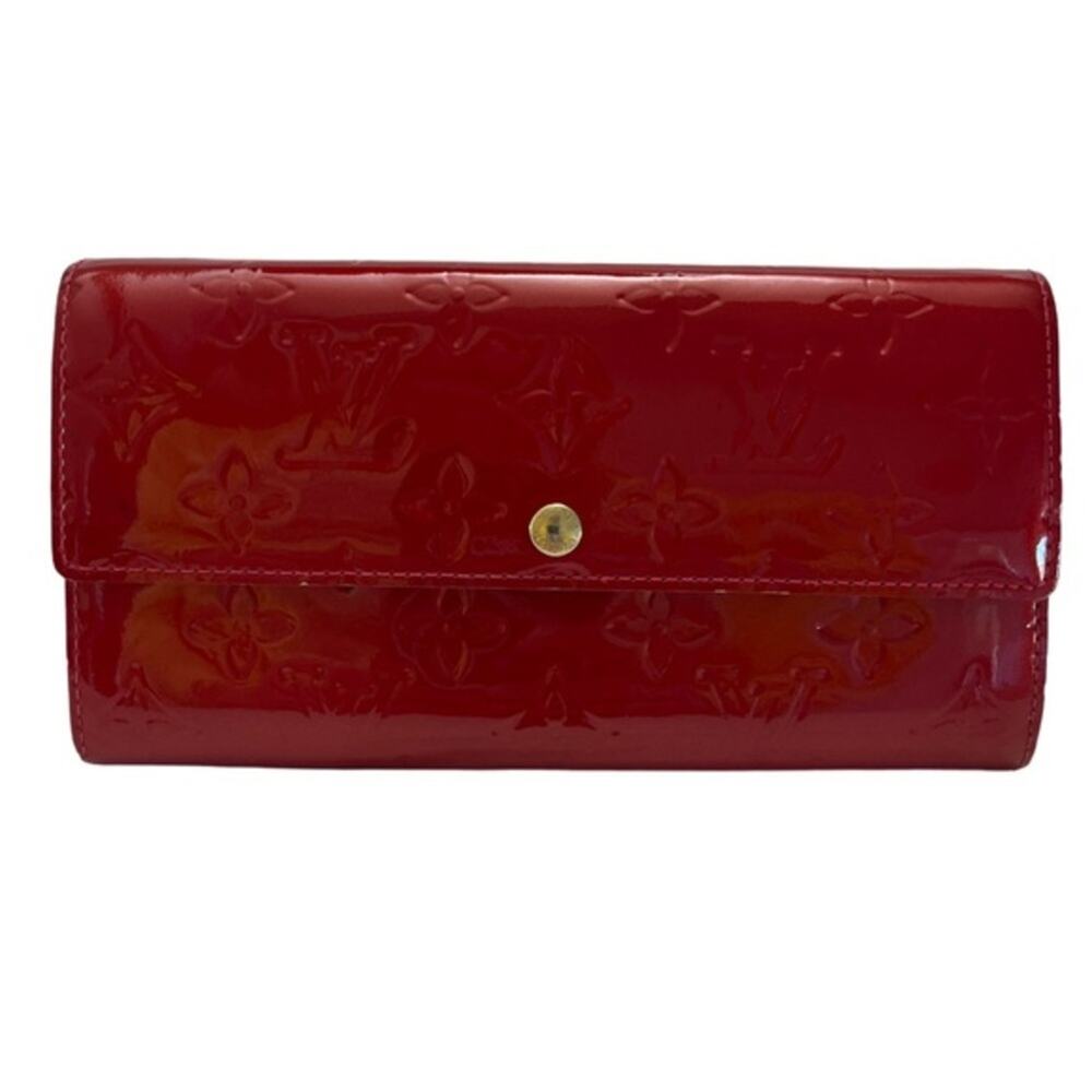 Louis Vuitton Red Vernis Monogram Sarah Long Wallet Authentic France TS1100